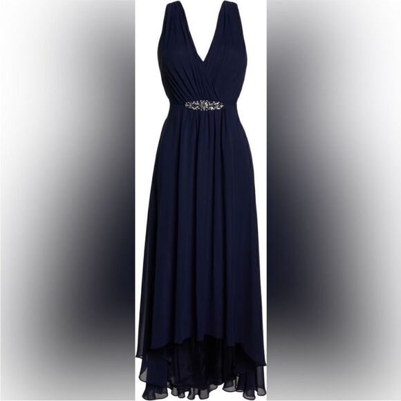 Eliza J NWT Embellished High/Low Chiffon Dress in
Navy Size 8 - Picture 4 of 9